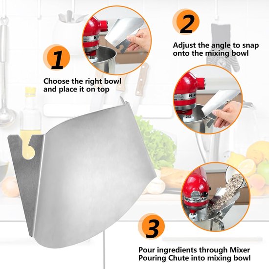 Opzetstuk Staande Mixer - Mixer Accessoire - Ingrediënten Mengen - Roestvrij Staal - 10 x 10 x 10 cm - Zilverkleurig — afbeelding 4