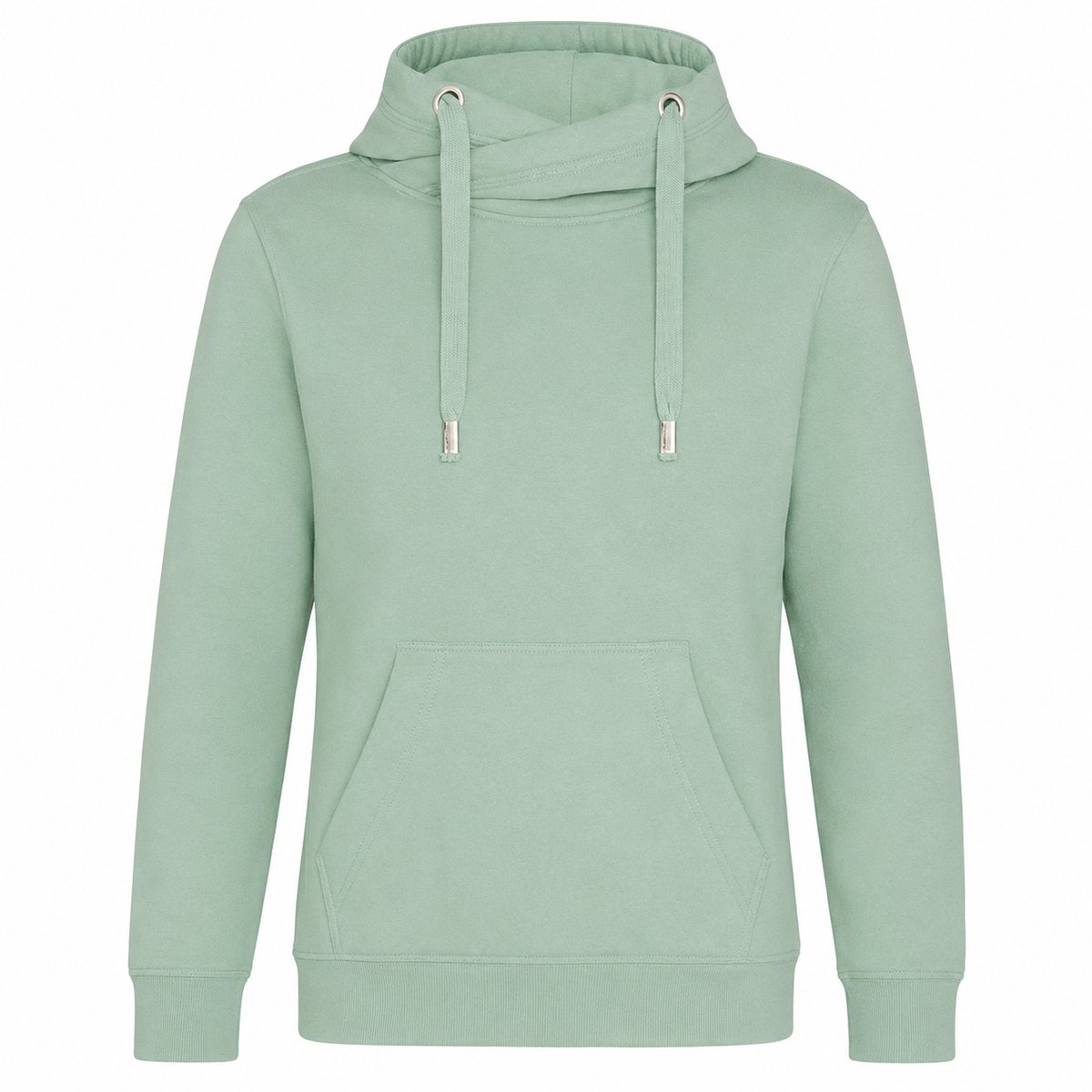 Cross Neck Hoodie Heren – Heavyweight Hoodie 330 g/m² – Crossover Hals – Streetwear Trui Saliegroen