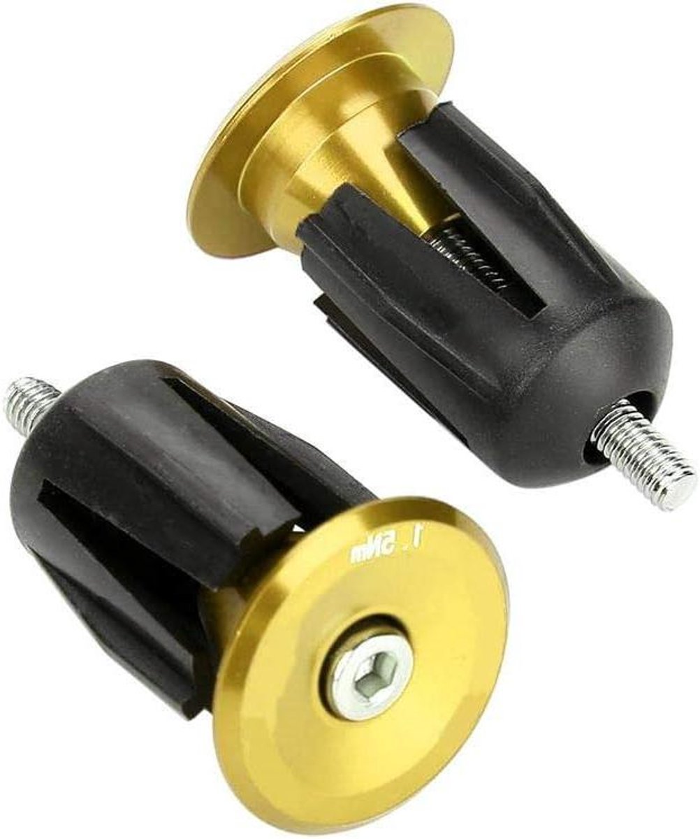 Stuur Eindkappen - Stuurdopjes Fiets - Fiets Beschermen - Aluminium Legering - 40 x 24 mm - Geel