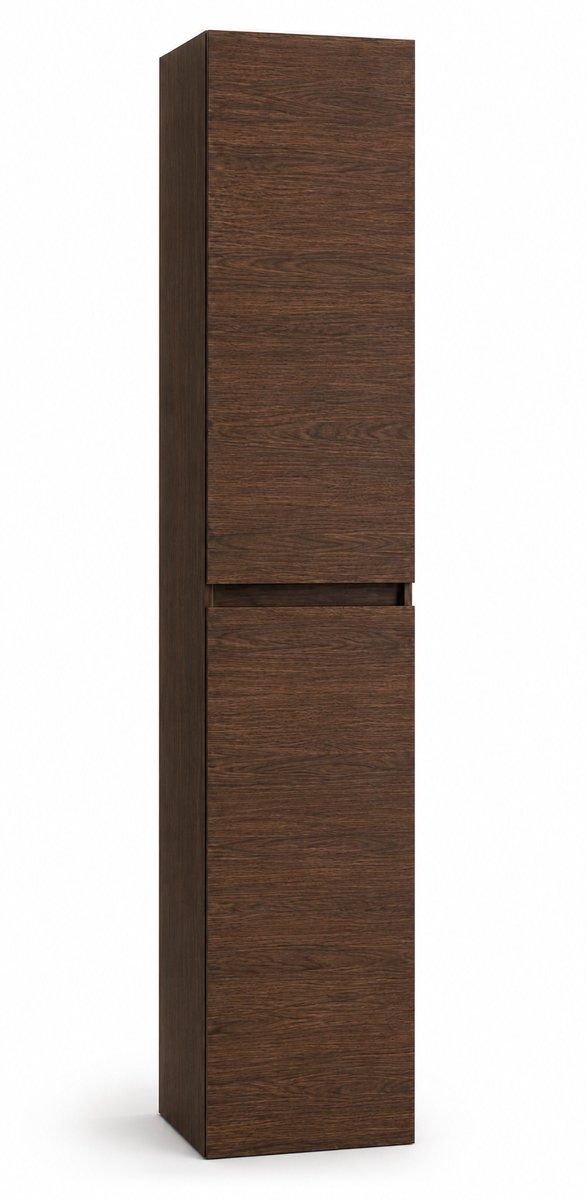 ZIMMER Badkamer Kolomkast MULTI 135x35x35 cm Donker walnoot – Soft-Close – Hoge Badkamerkast Kolomkast