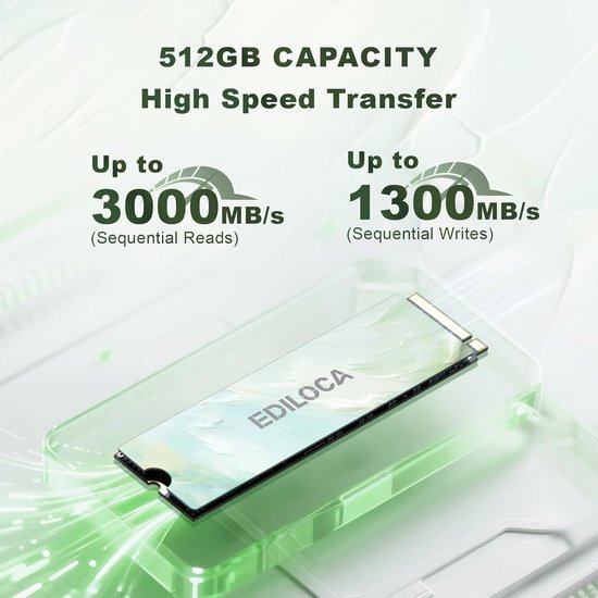 Interne SSD - Solid State Drive NVMe M.2 - Snelle Data Overdracht - PCIe Gen 3x4 Interface - 512 GB — afbeelding 2