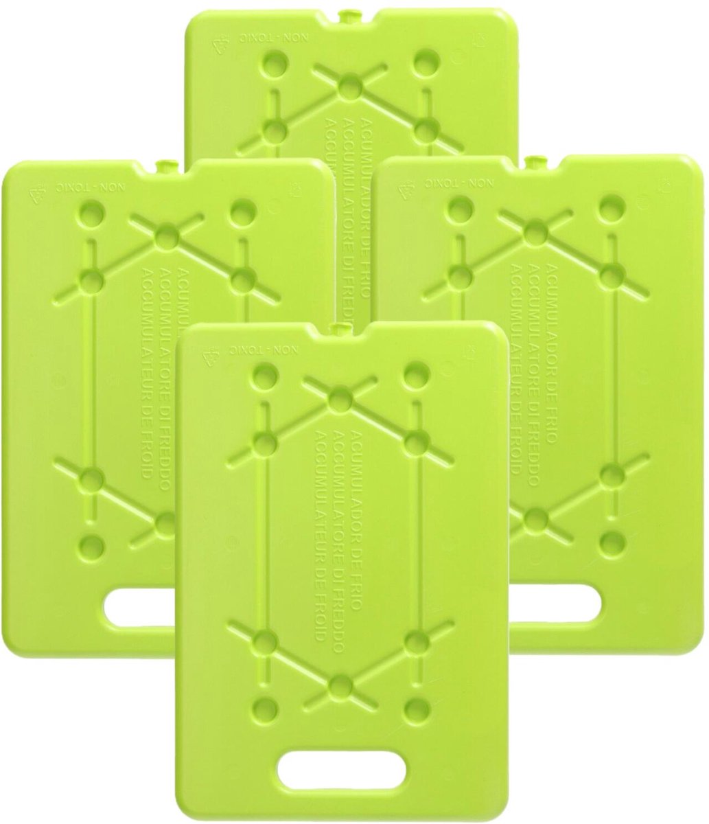 Plasticforte koeltas Koelelementen - 4x - lime groen - plat - 800 gram - 30 x 20 x 1.5 cm - dunne uitvoering
