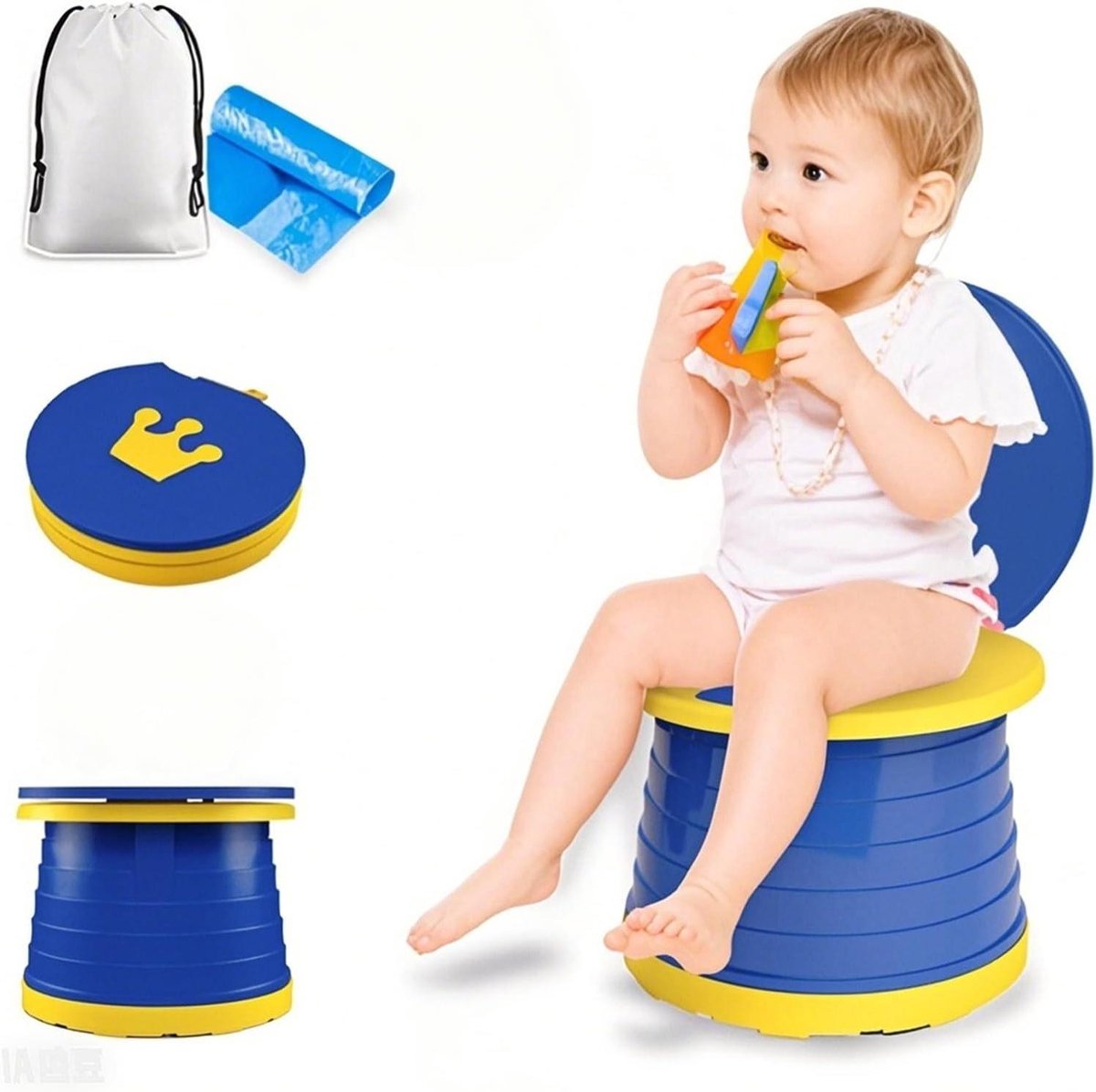 Kinder Toiletpotje - Draagbaar Potje - Zindelijkheidstraining - Opvouwbaar Ontwerp - Tot 50 kg - Blauw