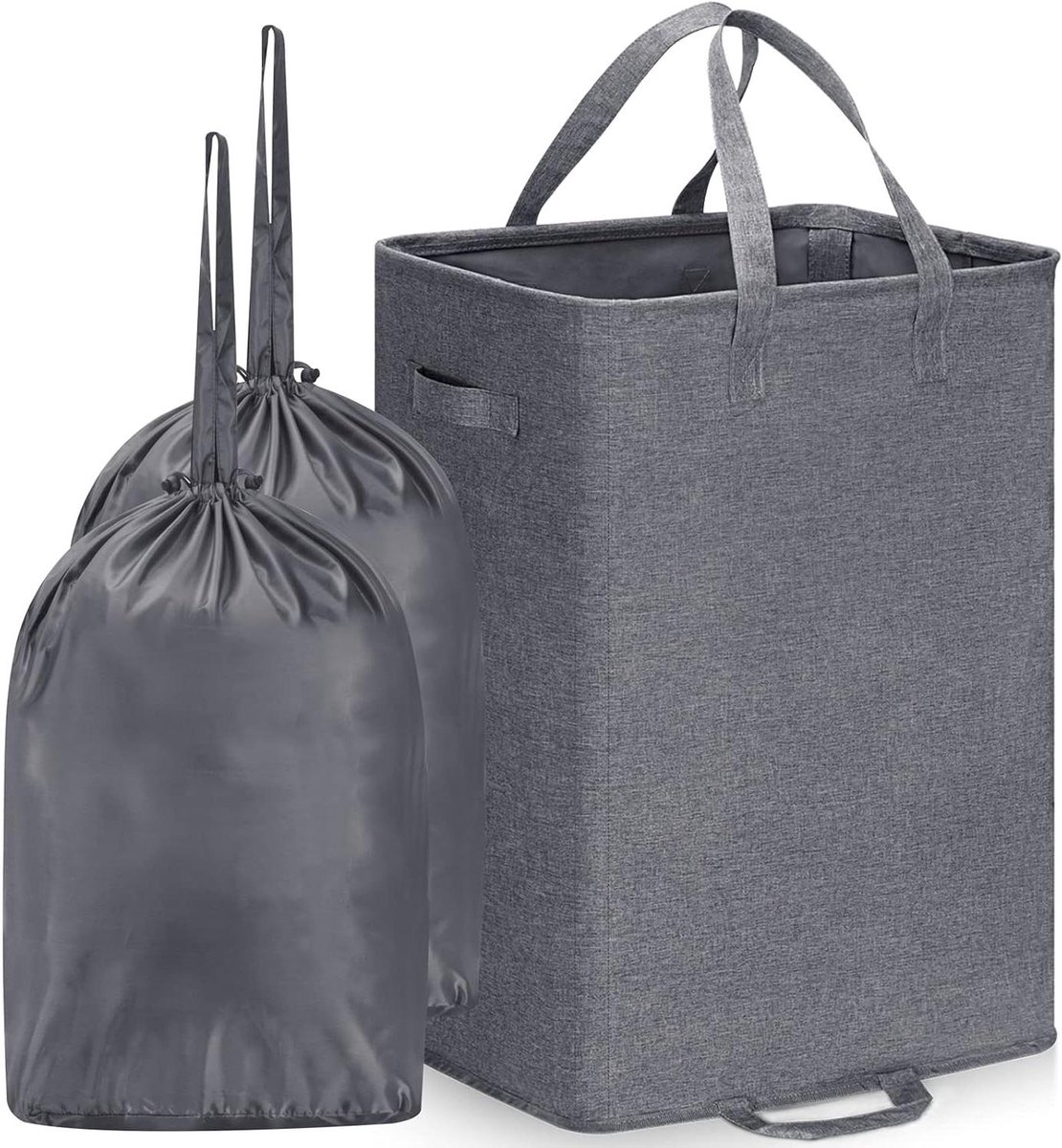 Grote Wasemmer - Opvouwbare mand - Kleding organiseren - Stevig & vrijstaand - 72 Liter - Grijs