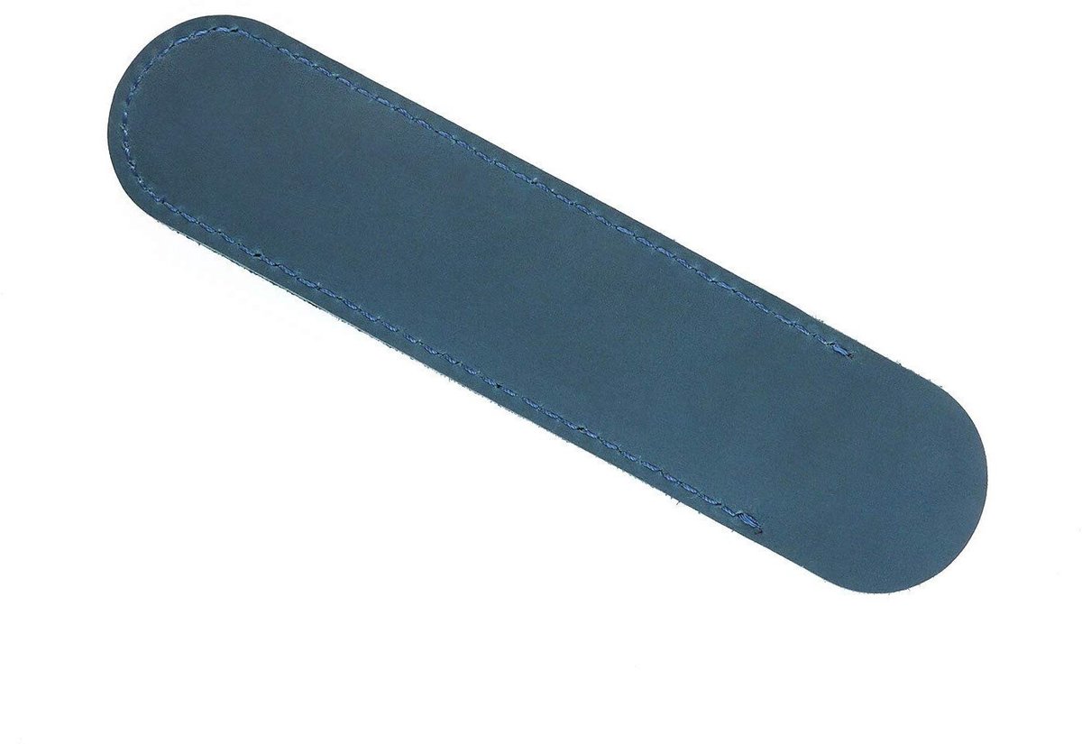 Lederen pennenetui, lederen pennenetui etui houder, enkele vulpenzakje, handgemaakte zachte pen beschermhoes voor pennen, 1 pak (15 cm x 4,2 cm, blauw)