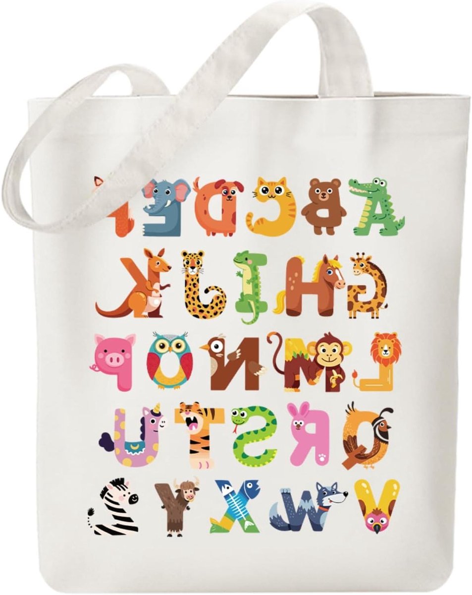 Tote Bag - Handtas Canvas - Dagelijkse Boodschappen - Met Rits Sluiting - Groot Formaat - Wit