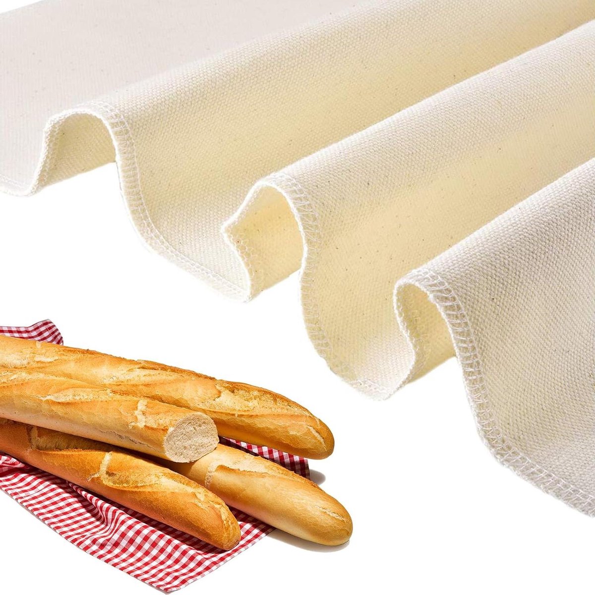 Brood Linnen Doek - Rijsmand Doek - Brood Bakken - Niet-klevend - 90 x 66 cm - Natuurlijk