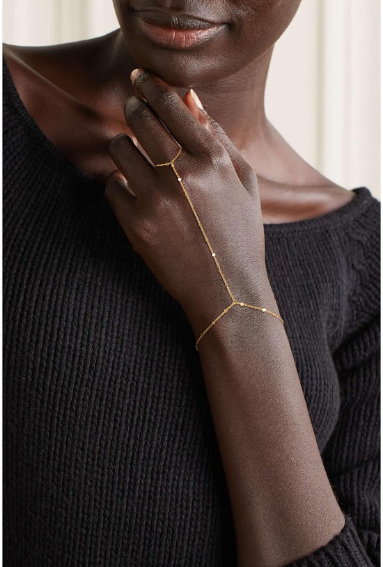 14k Vergulde Hand Ketting Armband Voor Vrouwen Trendy, Sierlijke Ring Armbanden Hand Chain Vinger Nail Armband Eenvoudige Gouden Hand Sieraden Voor Vrouwen Geschenken — afbeelding 2