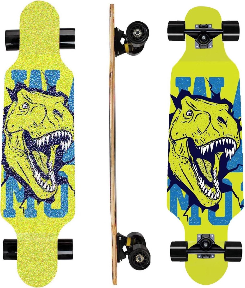 Longboard Skateboard Cruiser Board Straat cruisen 7 Laags Esdoorn Dek 31 inch Dino print
