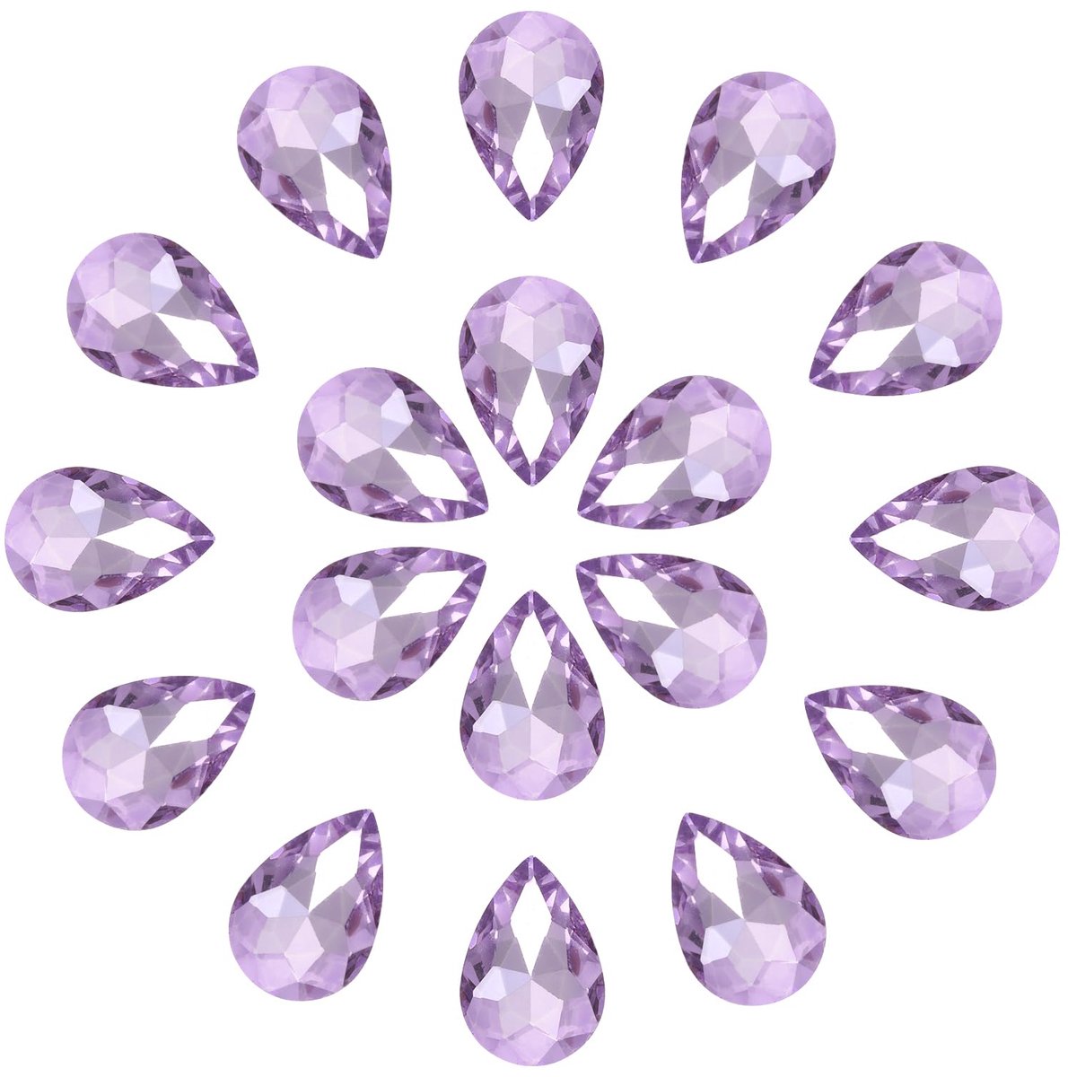 20 stuks 20 x 30 mm druppelvormige strass-steentjes glazen achterkant strass kralen edelstenen voor sieraden maken kostuum kristallen versieringen handwerk, lichtpaars