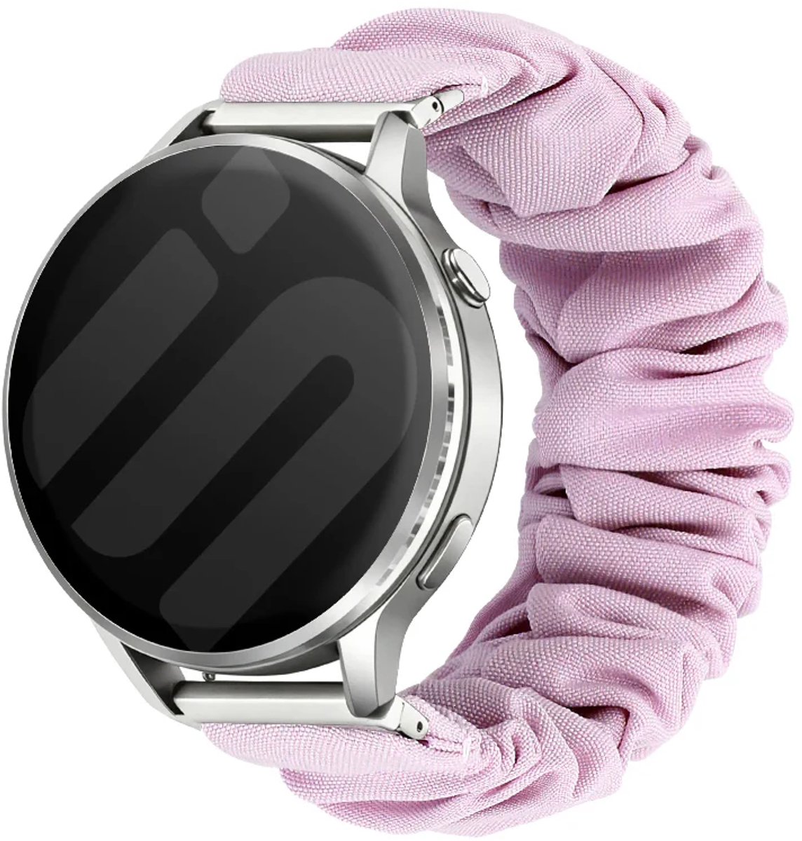 Strap-it Scrunchie Nylon bandje 20mm geschikt voor Garmin Vivoactive 6 / 5 / 3 / Vivomove / 3 / HR / Style / Luxe / Sport / Trend / Forerunner 645 / 570 / 245 / 170 / 165 / 70 / 55 / Venu / SQ / SQ2 / 2 Plus / Approach S12 / S40 / S42 - Lichtpaars