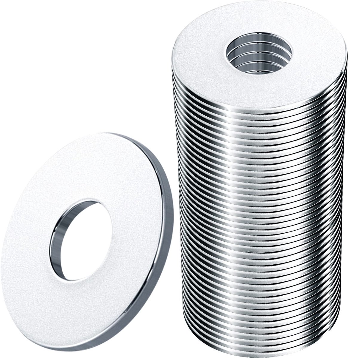 Onderlegringen M10 x 25 mm, 15 stuks, roestvrij staal 304 A2, carrosserie-onderlegringen, bijlegschijven, roestvrije U-ringen, platte onderlegringen voor schroeven, moeren, schroefdraadstang