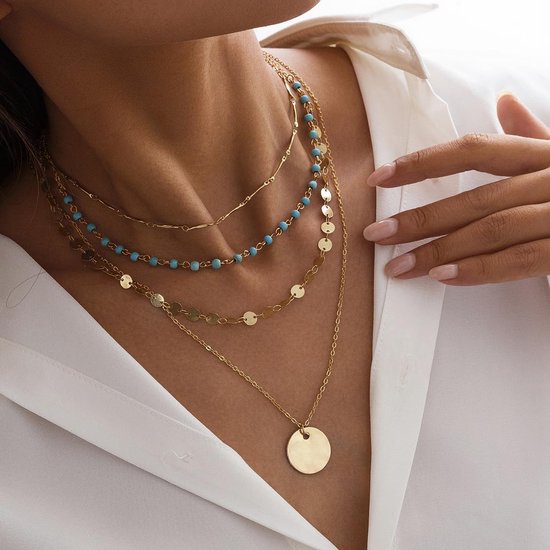 stijl halsketting voor dames, gouden ketting voor dames, halsketting in landhuisstijl, zomerse strandketting — afbeelding 3