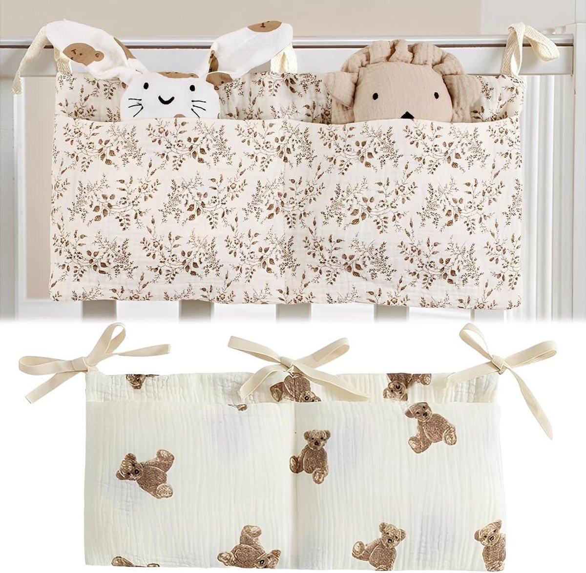 Opbergtas Kinderbed - Bed Organizer - Babykamer Organiseren - Dubbele Zakken - 2 stuks - Niet gespecificeerd