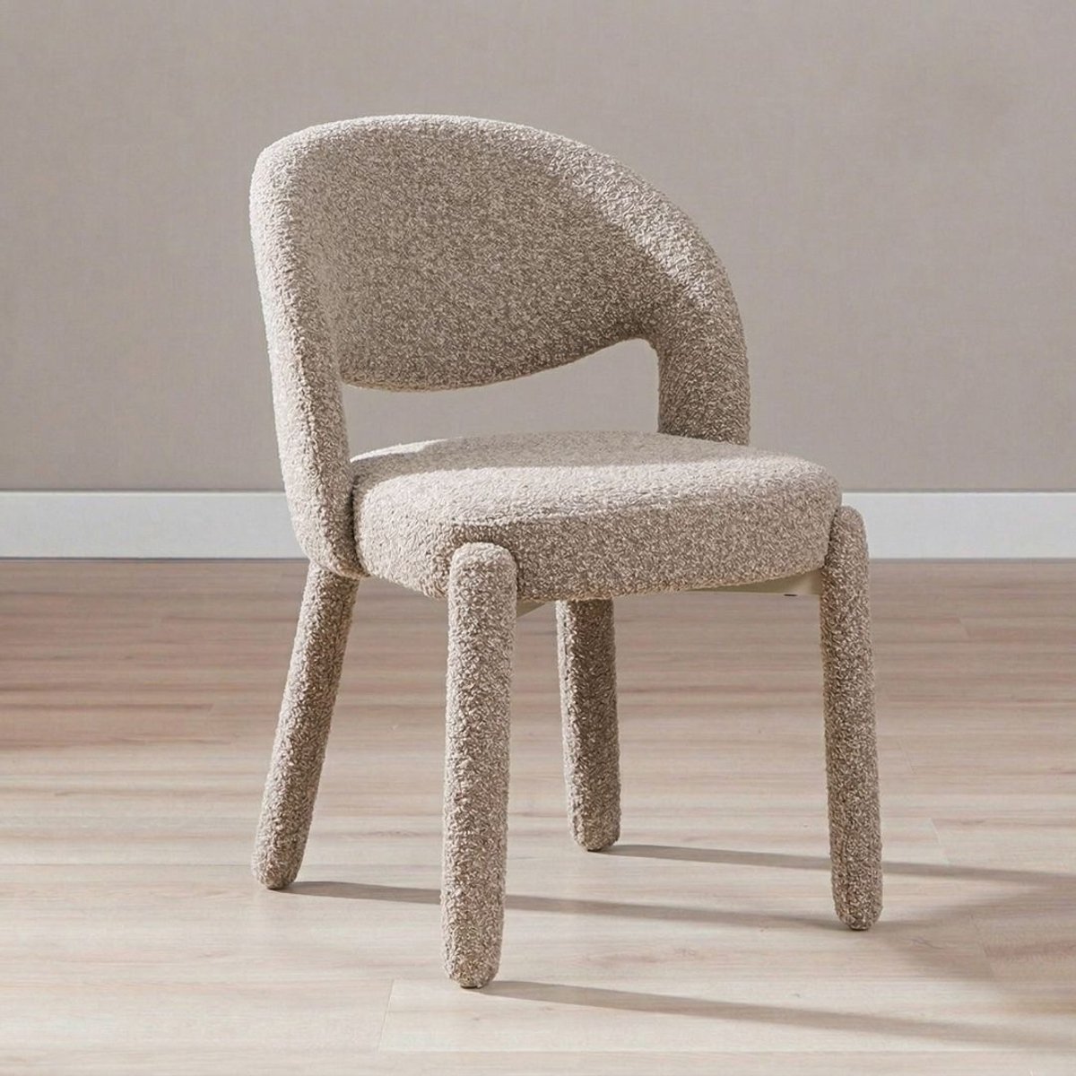 Bronx71® Eetkamerstoel Dean bouclé bruin - stoel