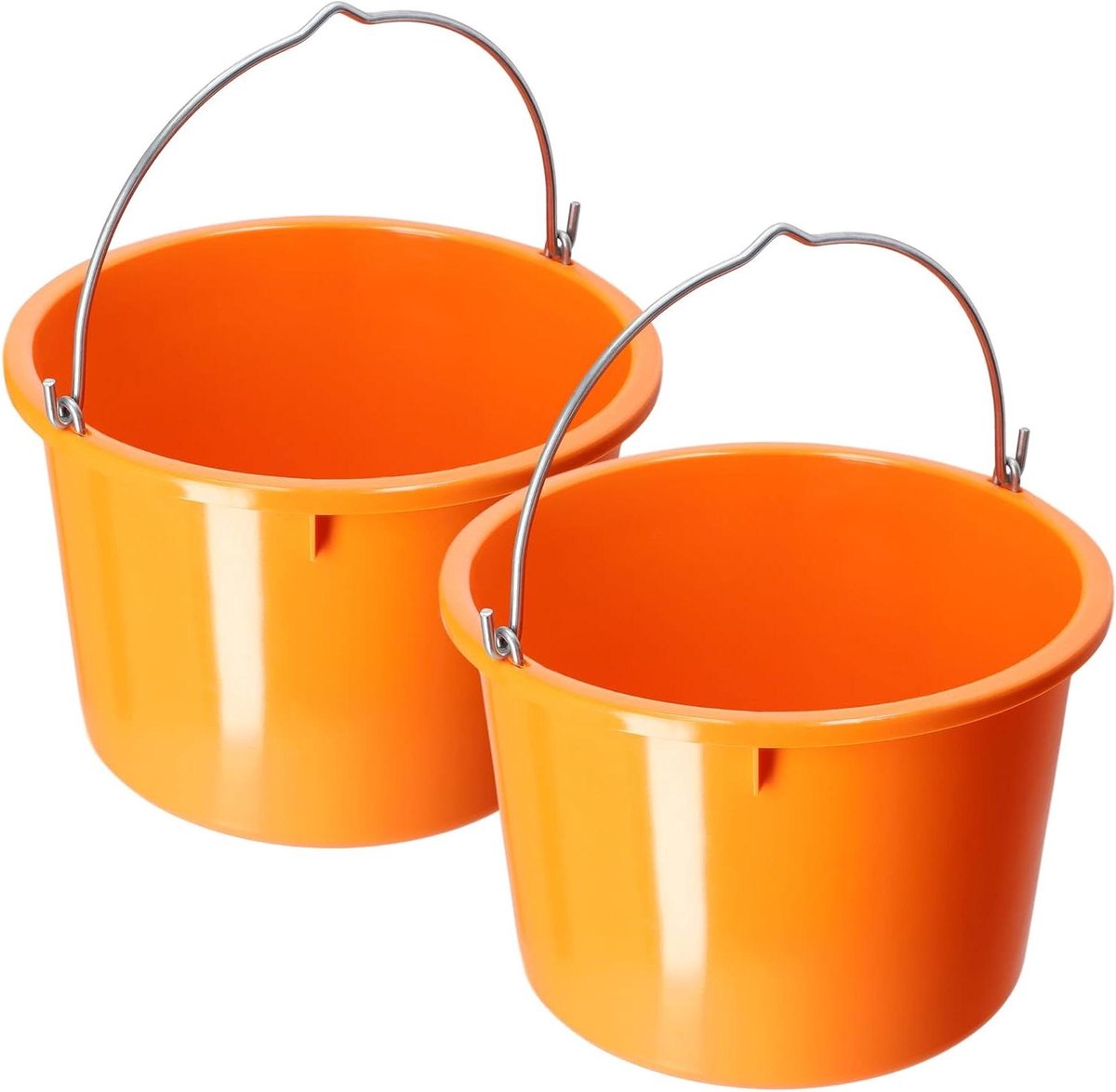 Kunststof Bouwemmer - Mortelbak Cementemmer - Bouw en Tuin - Verstevigd Handvat - 20L 2 stuks - Oranje