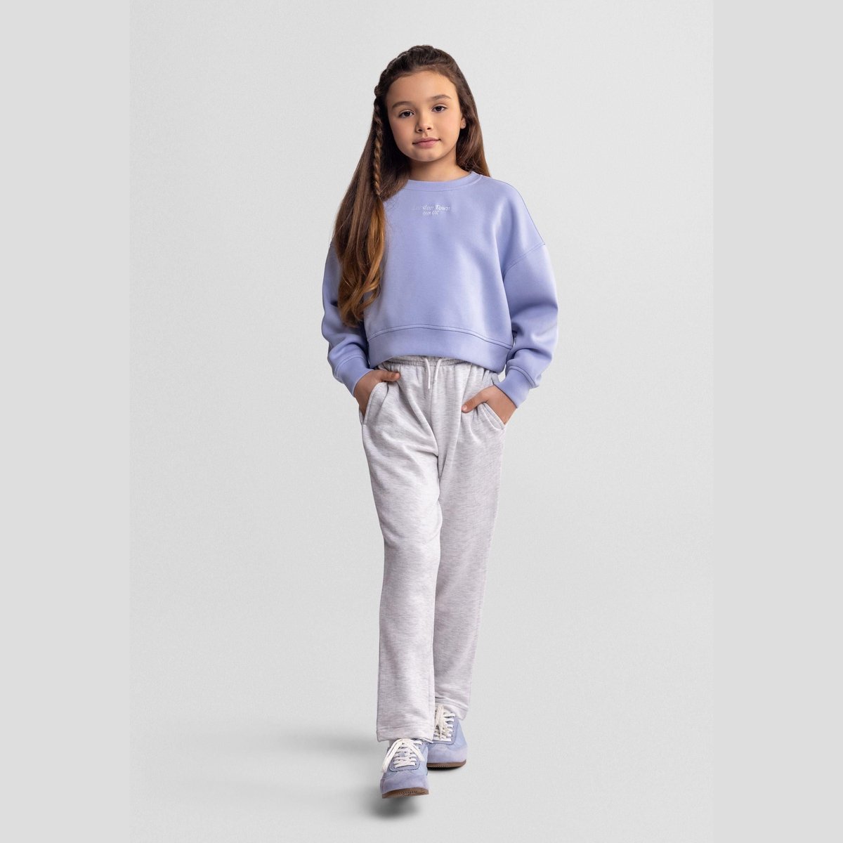Minoti sweater meisjes met borduursel - viscose - blauw
