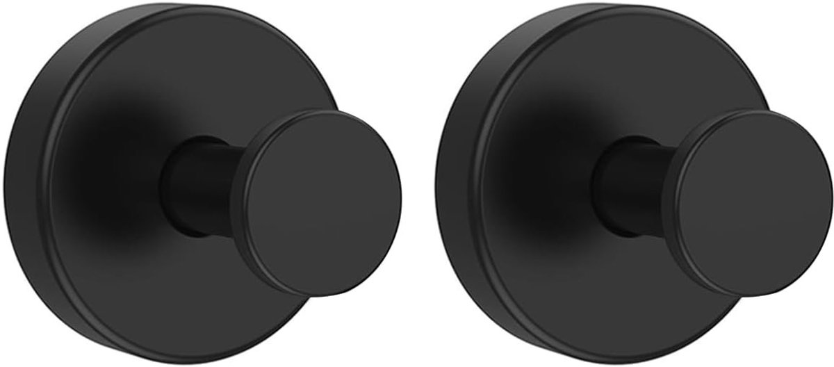 Set van 2 Zuignap Haken van RVS, Sterke en Herbruikbare Zuignap Haken voor Badkamer en Keuken, Zwart
