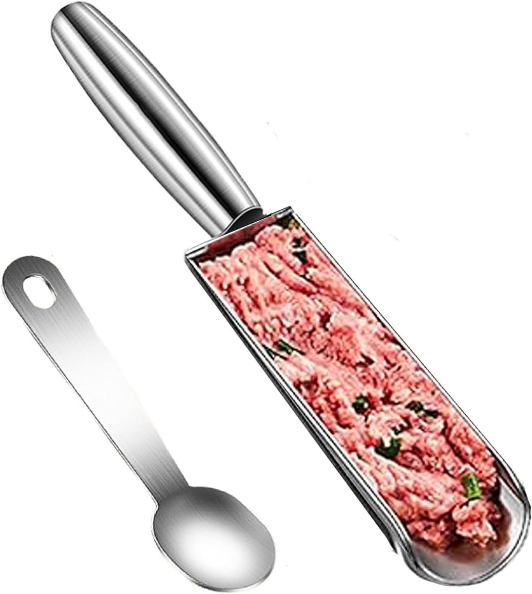 Gehaktballetjesmachine - Gehaktbal maker - Zelf gehaktballen maken - Antiaanbaklaag - 29 x 6 x 4 cm - Zilver