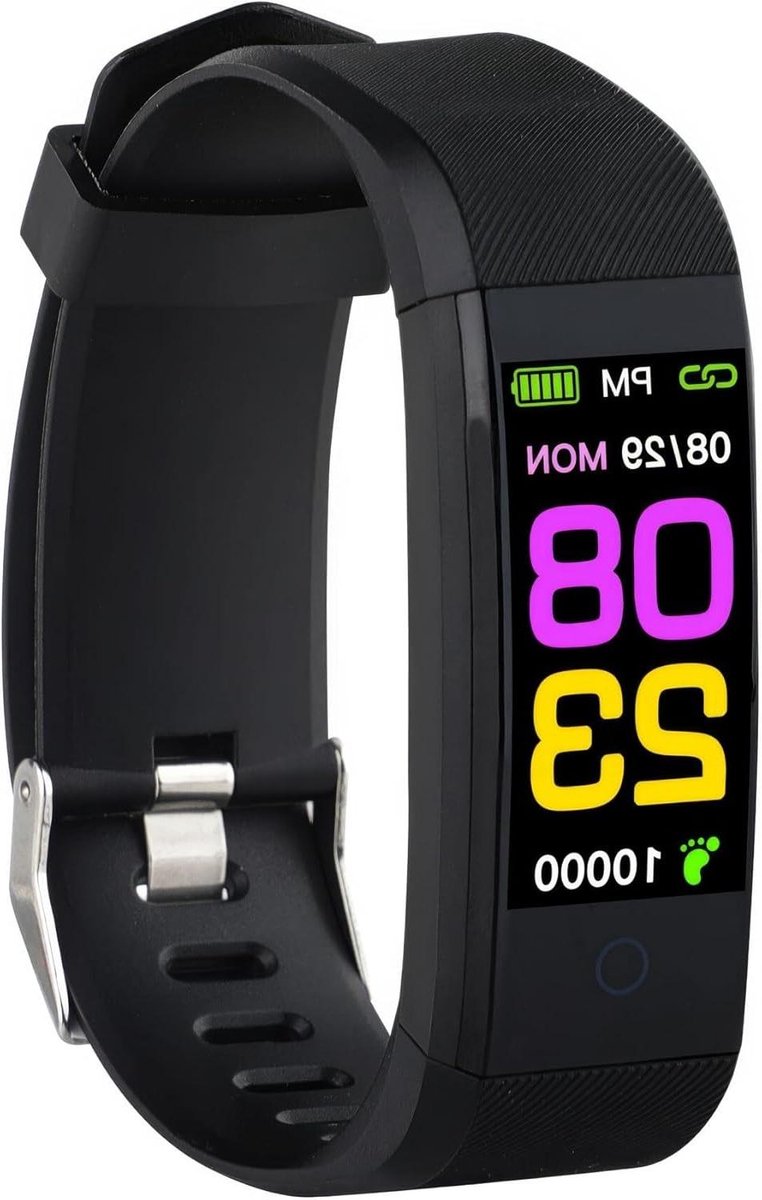 Fitness Tracker - Activiteitentracker Hartslagmeter - Gezondheid Monitoren - Geïntegreerde Pulsfunctie - 24 x 2 x 1 cm - Zwart