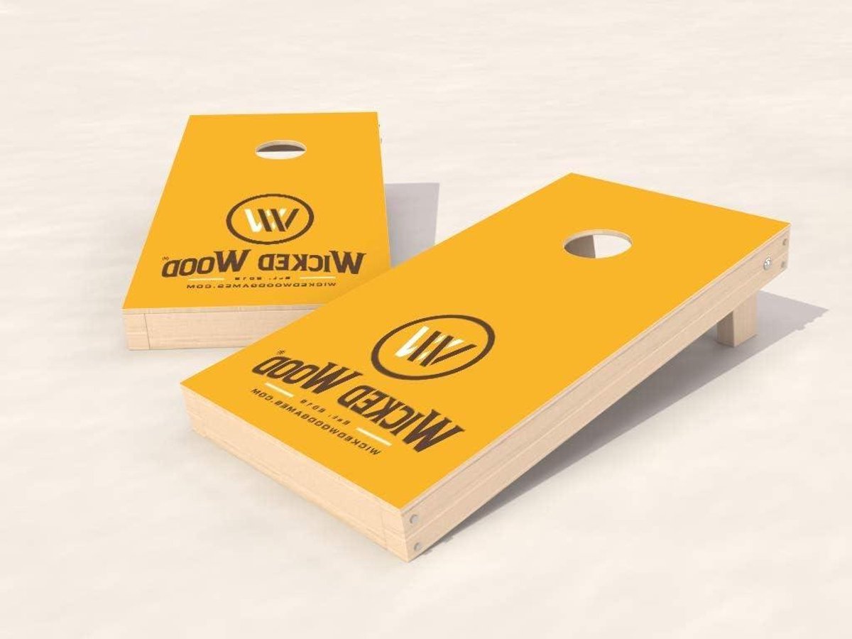Cornhole Boards - Gooispelletjes Set - Buiten Spelen - Weersbestendige Print - 120x60cm - Geel
