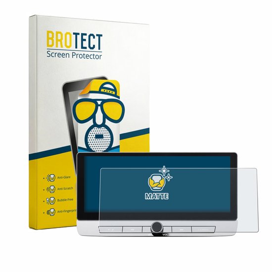 Matte screenprotector met verpakking en iconen voor anti-verblinding, anti-kras, bubbelvrij, anti-vingerafdruk.