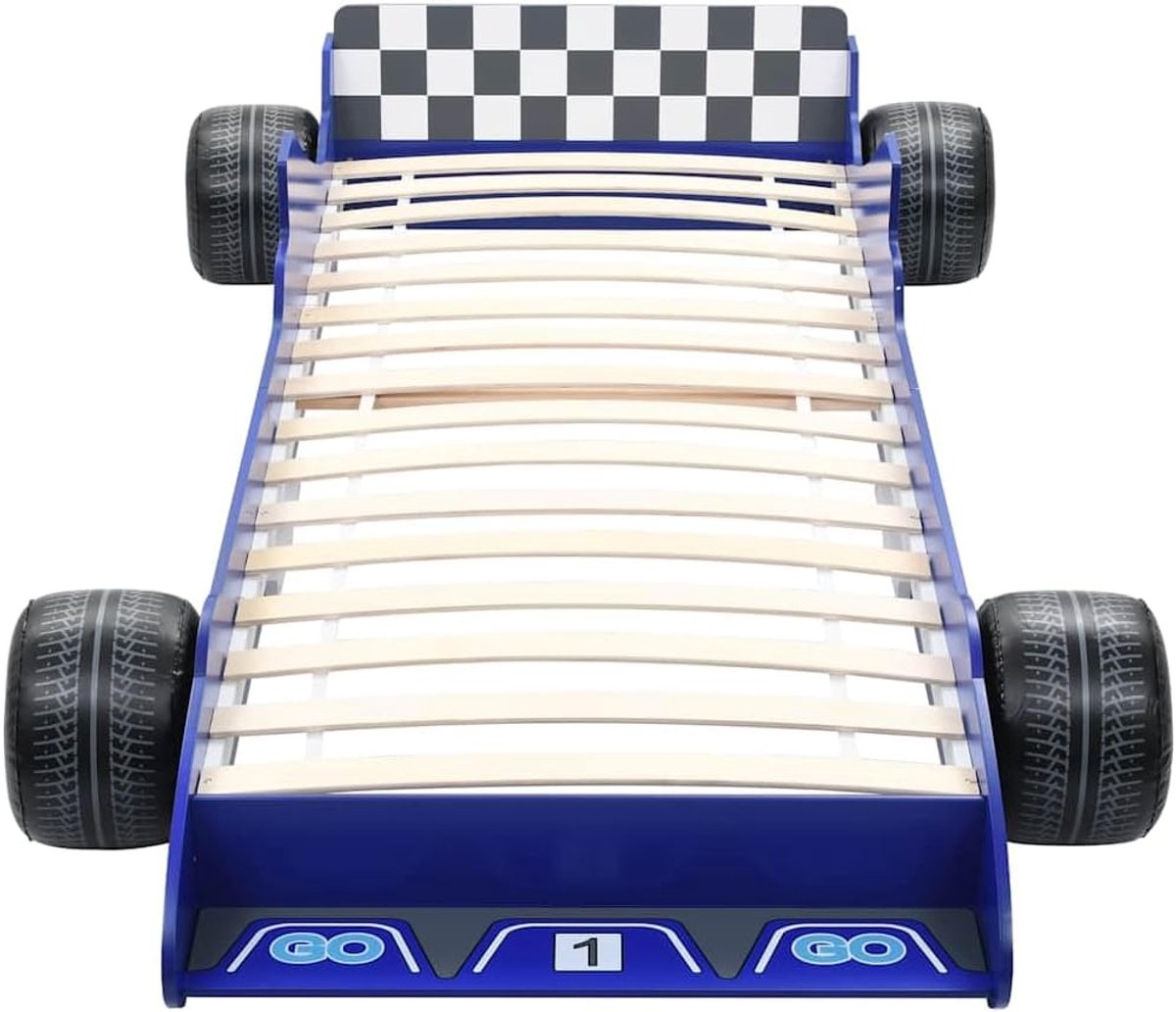 Kinderbed Racewagen - Autobed Kinderen - Slaapkamer Decoratie - Zijhekken Ter Veiligheid - 229 x 94.5 cm - Blauw — cadeau in Wonen & Interieur - foto 4