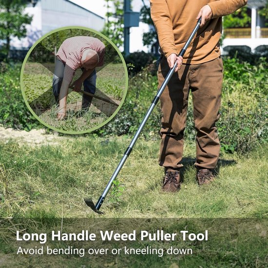 Onkruidtrekker met Lange Steel (148cm) - 2-in-1 Tuingereedschap voor Tuin en Terras van Merkloos	 — afbeelding 5