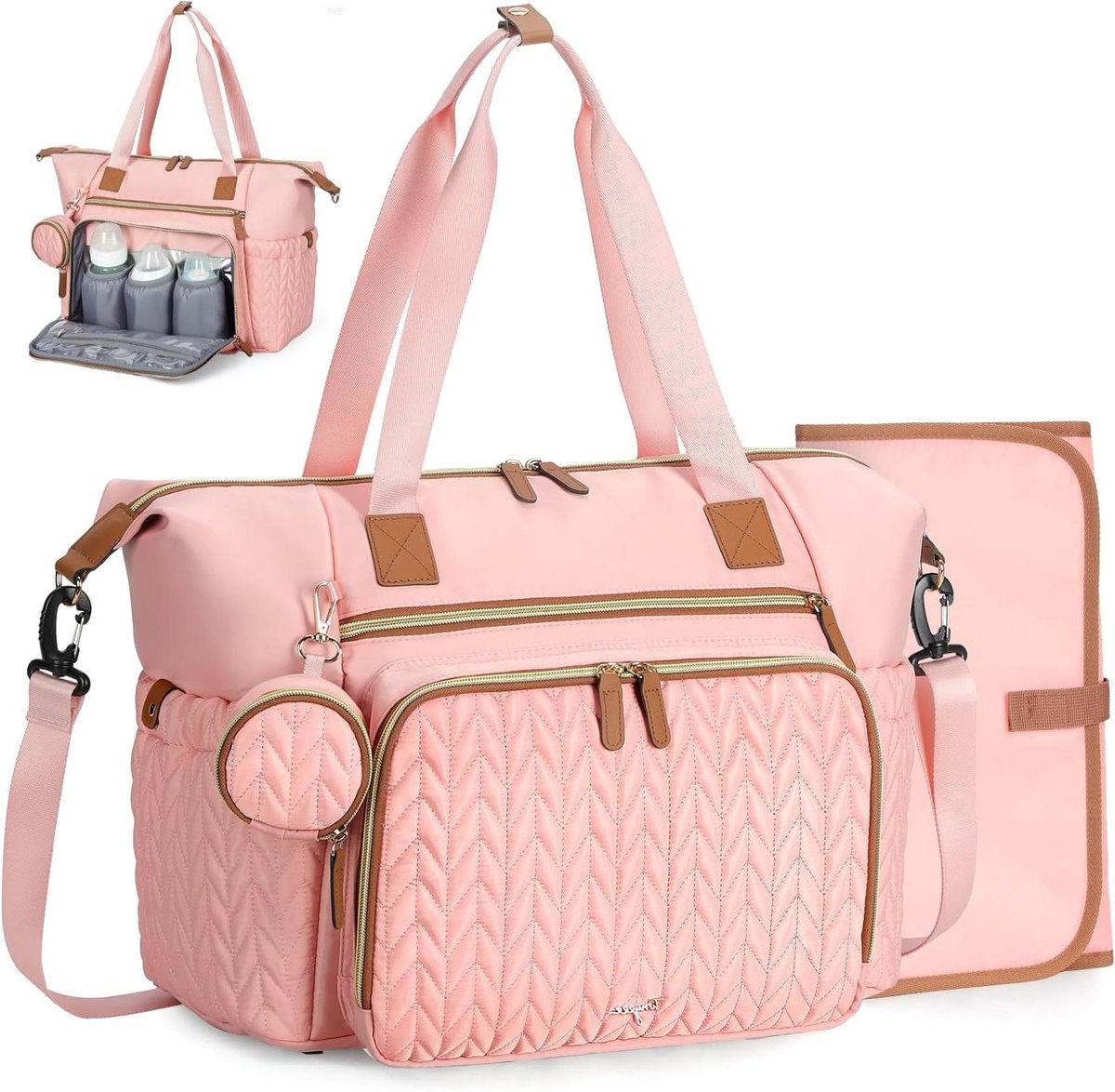 Luierrugzak Baby - Babytas Luiertas - Babyverzorging Onderweg - Waterdicht Visgraat Stiksel - 42 x 32 x 12 cm - Zwart