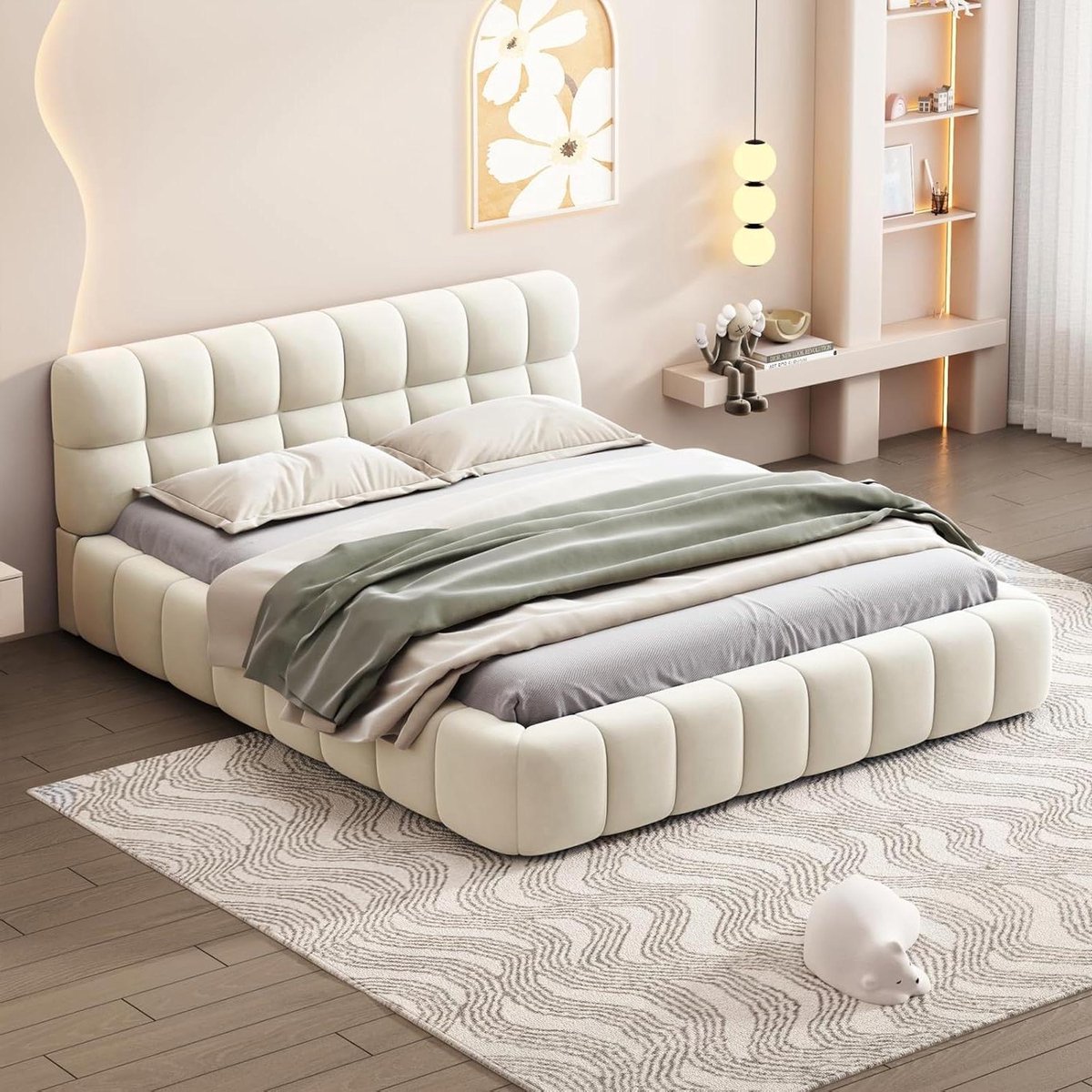 Gestoffeerd Bed - Tweepersoonsbed Linnenstof - Ontspannen Slapen - Hoogwaardige Linnenstof - 140x200 cm - Beige