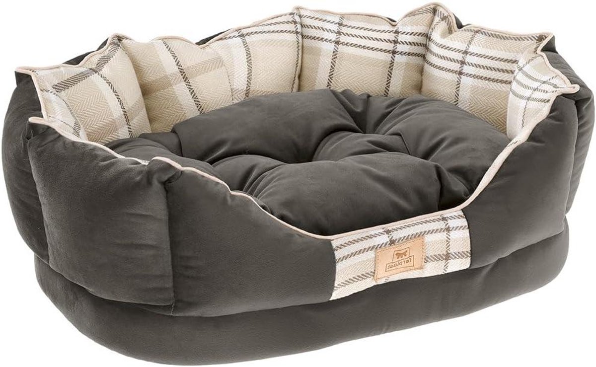 Honden- en Kattenbed - Dierenbank Sofa - Comfortabel Rusten - Zacht Velours Kussen - 56 x 42 x 20 cm