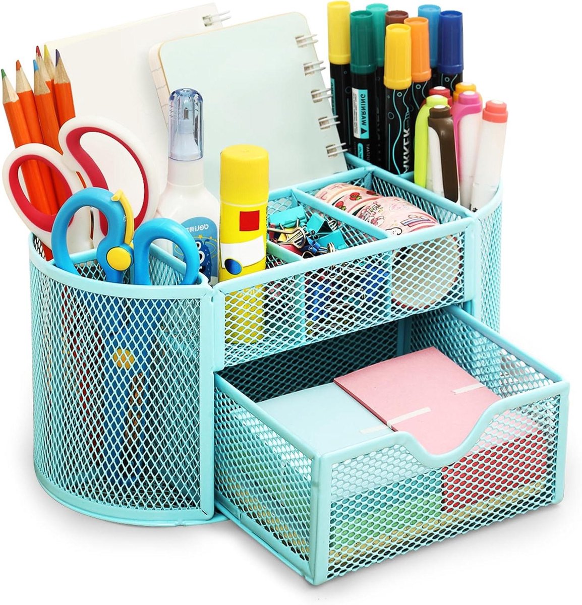 Bureau Organizer - Pennenhouder Bureau - Kantoor Organiseren - Antislip Basis - 22 x 105 x 1129 cm - Lichtblauw