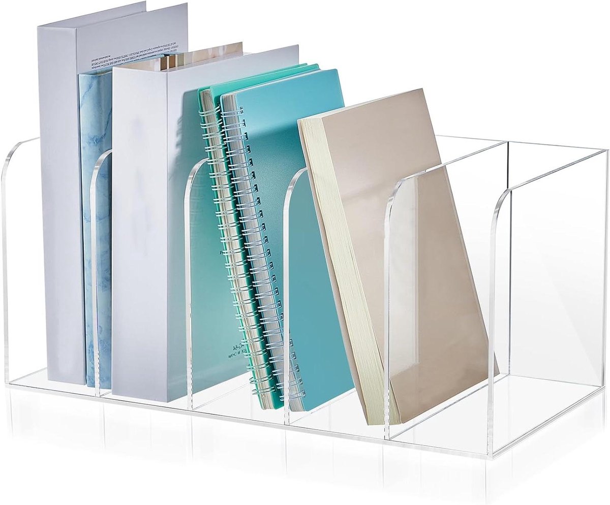 Bureau Organizer - Tijdschriftenhouder Dossierrek - Bureau Opruimen - 5 Verticale Vakken - 36 x 18.3 x 16.5 cm - Transparant