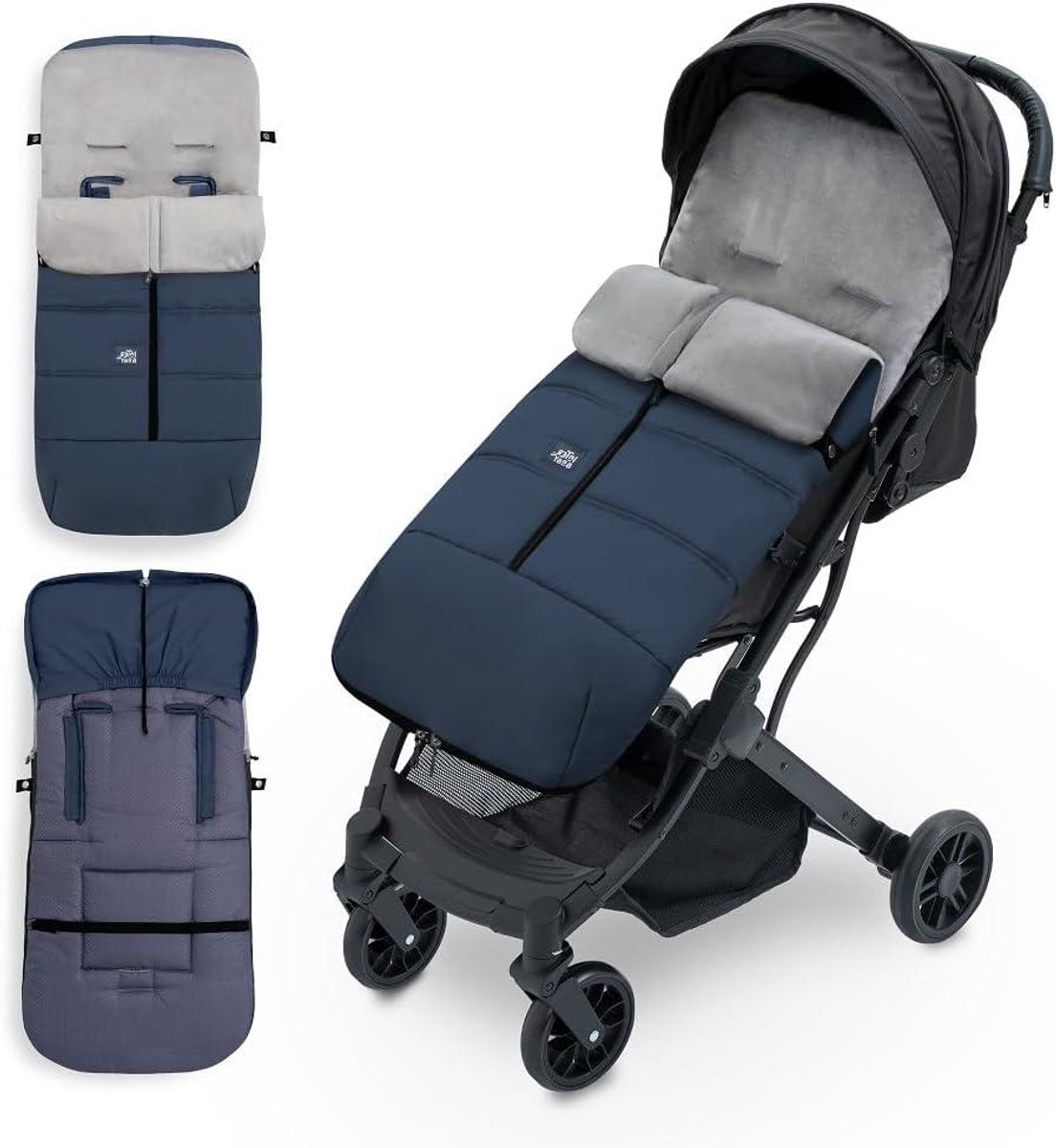 Voetenzak Kinderwagen - Babyzak Wandelwagen zak - Baby Warm Houden - Afneembaar Tweedelig - Universeel - Donkerblauw