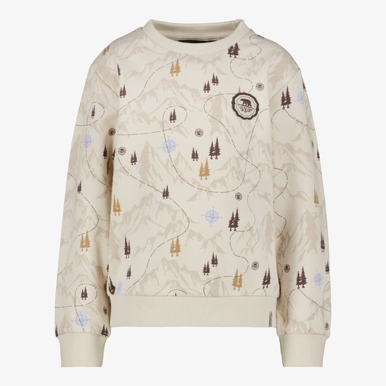 Unsigned jongens sweater met bosprint beige - Maat 122/128