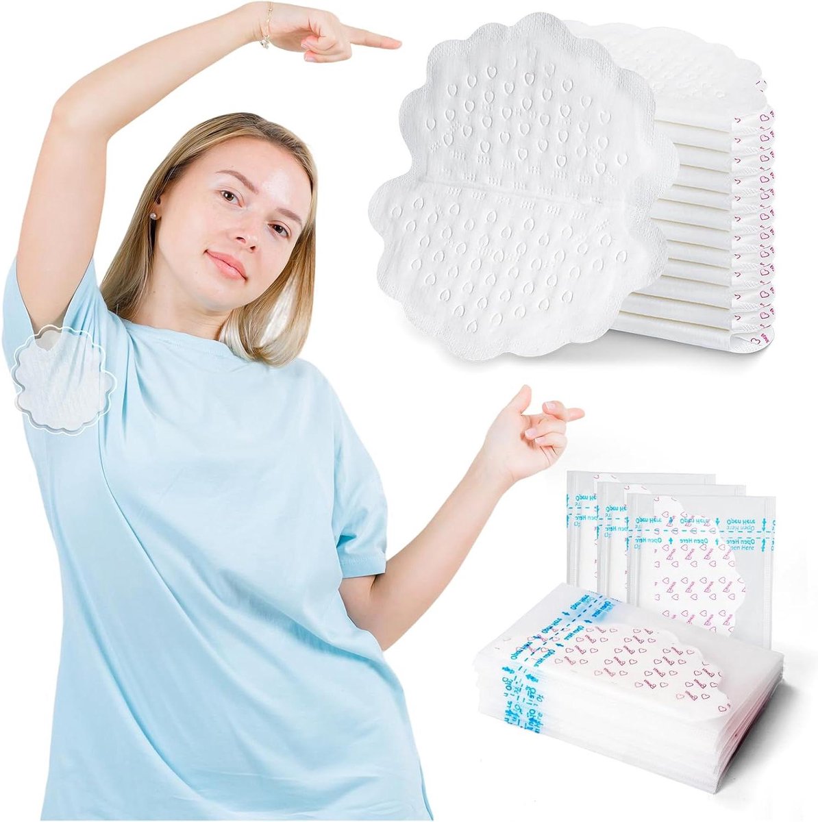 Zweetpads Onderarm - Zweetabsorberende Pads - Kleding Beschermen - Super Absorberend - 120 x 126 mm - Wit
