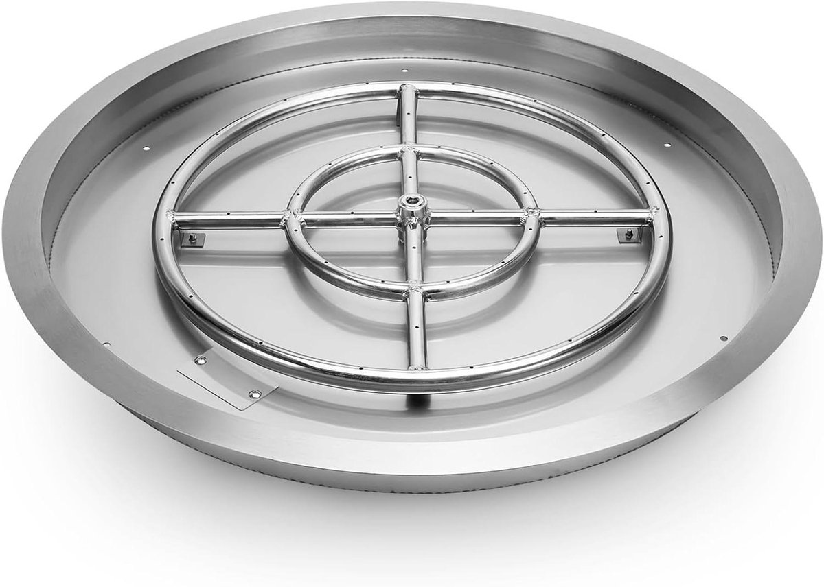 RVS Branderpan - Vuurkorf Pan - Buiten Koken - 19 Inch Pan 12 Inch Ring - 55.88 cm - Zilver