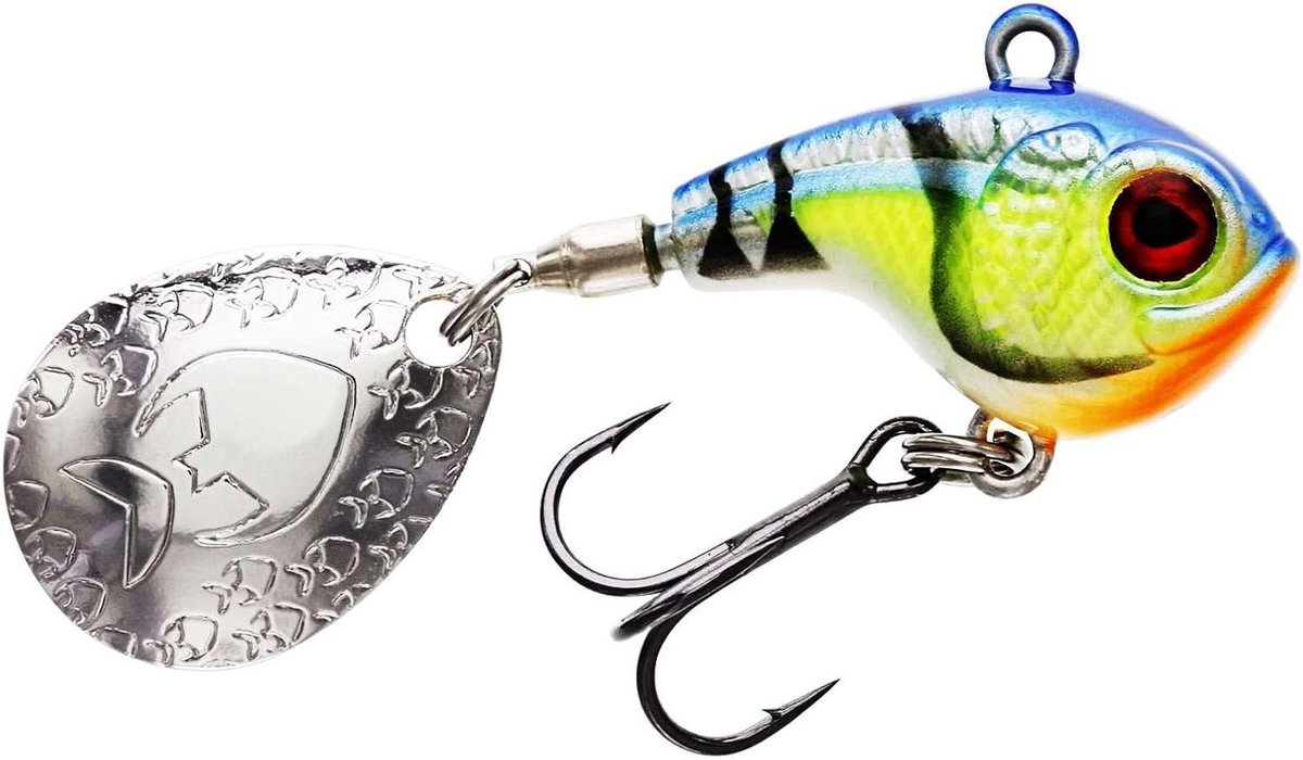 Jigspinner - Spin Tail Kunstaas - Spinvissen Roofvis - Colorado Blad - 2.6 cm 8g - Chartreuse Blue Craw