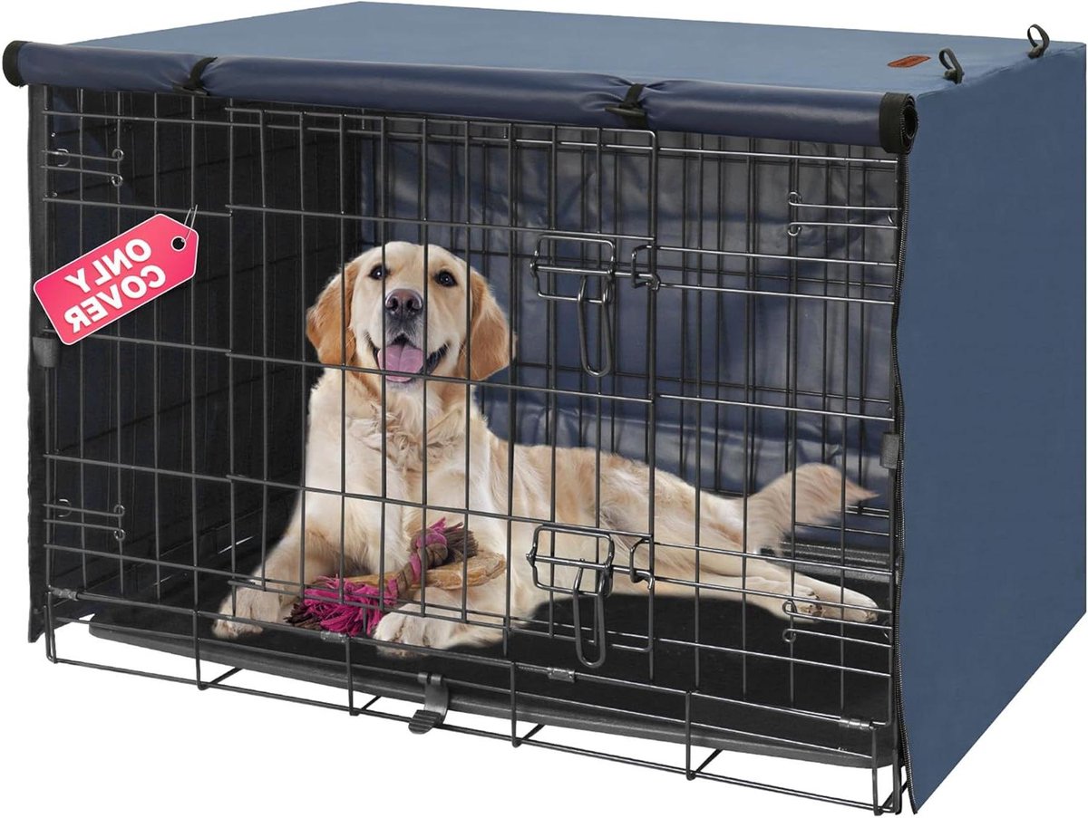 Hondenkooi Deksel - Kennel Cover - Hond Trainen - Dubbele Deuren - 91 x 58 x 61 cm - Blauw