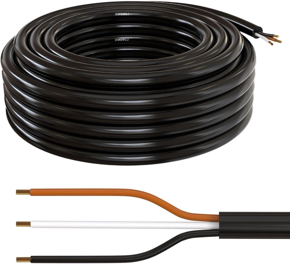 Voertuigkabel 3 aderig - Aanhanger kabel multi-core - Elektrische installaties - Waterdicht en oliebestendig - 10 meter - Zwart