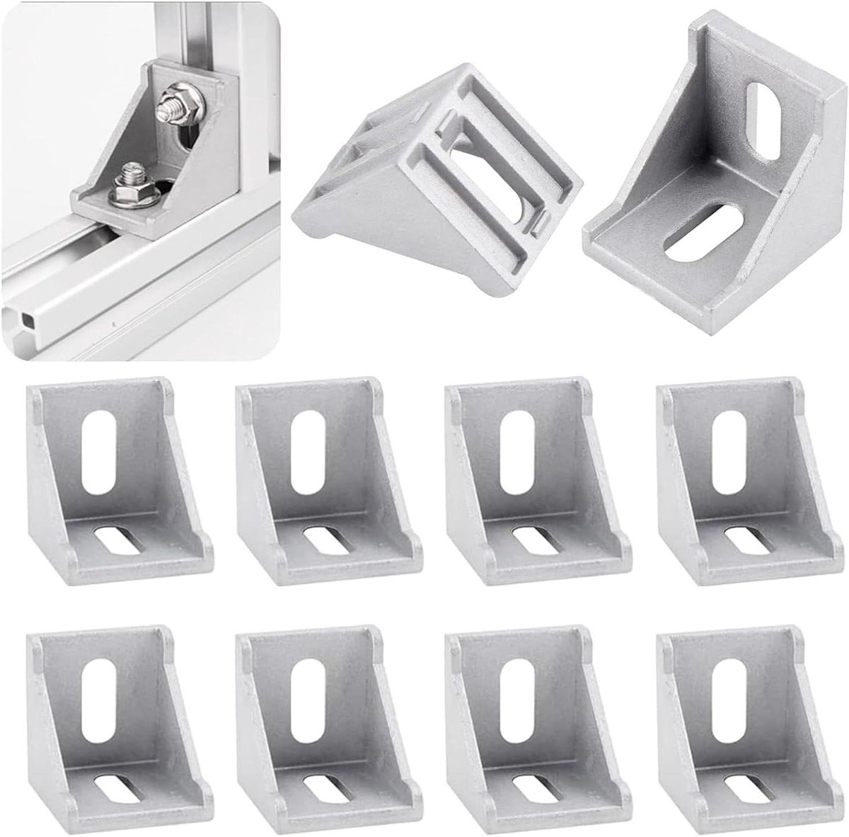 Hoekverbinders Aluminium Profiel - Bevestigingsbeugels L-vorm - Frame Bouwen - 90 Graden Hoek - 30x30mm - Zilver