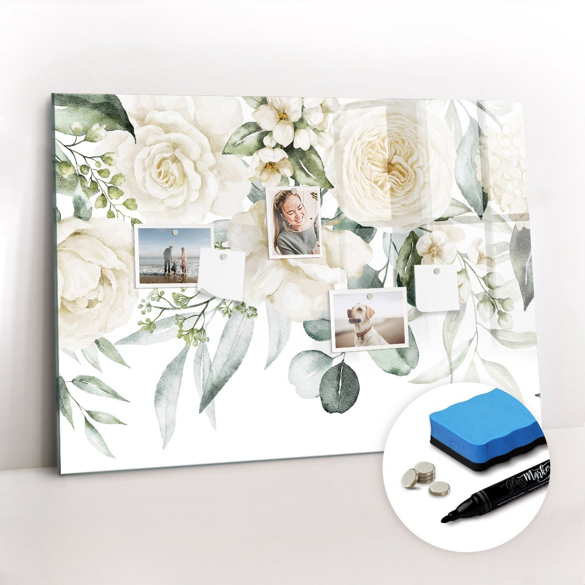 Tulup Whitebord - Bloemen - 100 x 70 cm - Groente Magnetisch Memobord - Gratis 5 Sterke Magneten + Whiteboard Marker & Wisser - Moderne Wanddecoratie - Foto Magneetbord - Planning Muur