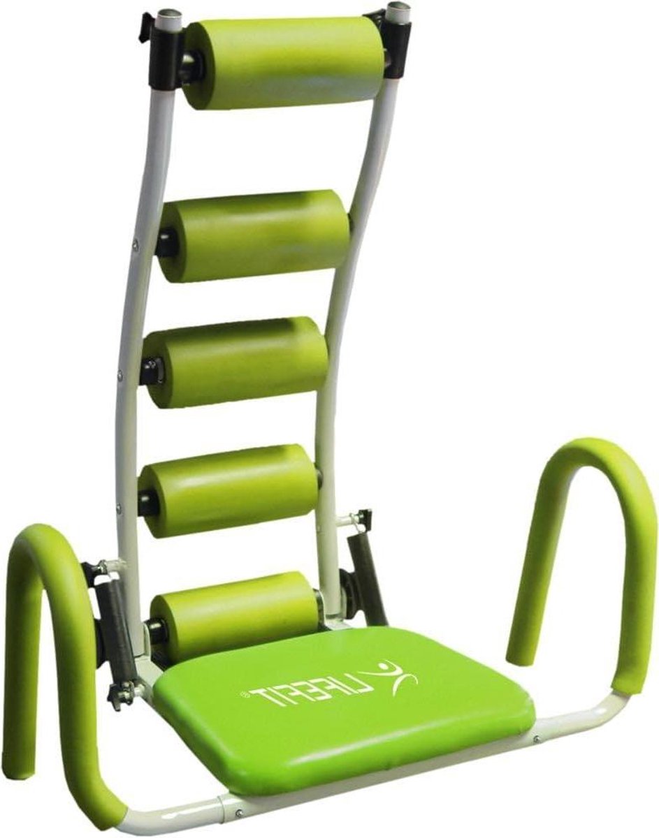 Buiktrainer - Abdominal Trainer - Buikspieren Trainen - Vijf Beweegbare Wielen - 55x58x70 cm - Lichtgroen