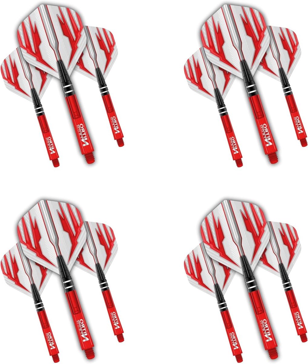 Dart Flights en Stengels - Dart Accessoires Set - Darten - Radicale Extra Dikke Flights - 4 Sets - Rood