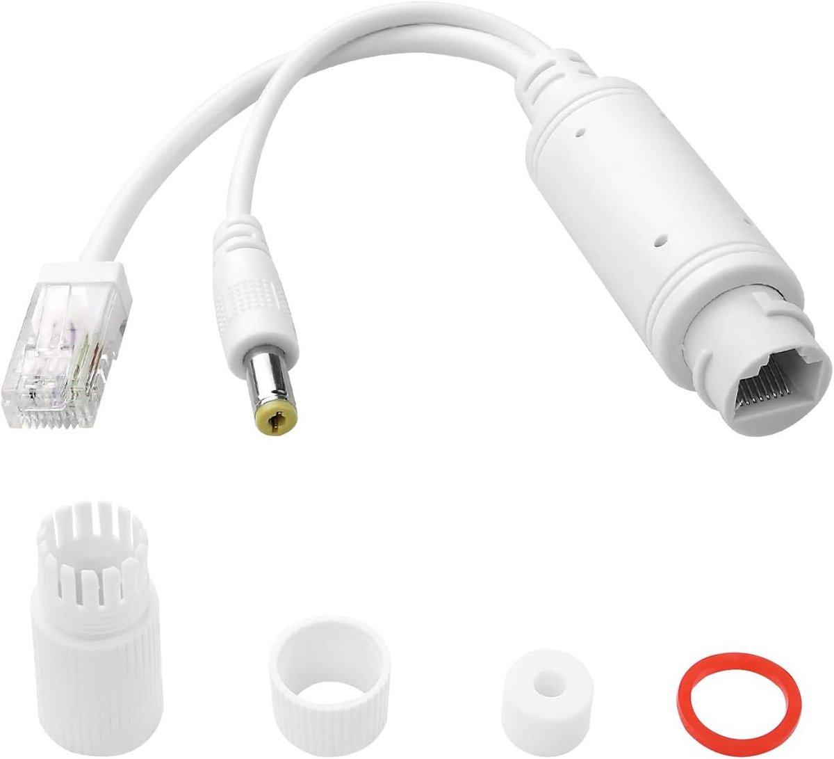PoE Splitter - Power over Ethernet Adapter - IP Camera Voeden - IP55 Waterdicht - 48V naar 12V - Wit