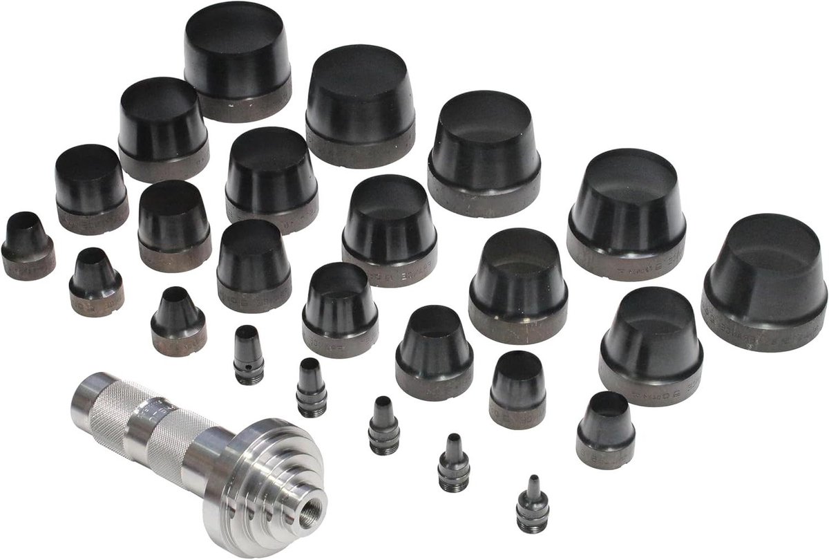 Holle Ponsenset - Pakkingpons Set - Nauwkeurige Pakkingen Maken - Dubbele Snijkoppen - 1/8-Inch tot 2-Inch - Zwart