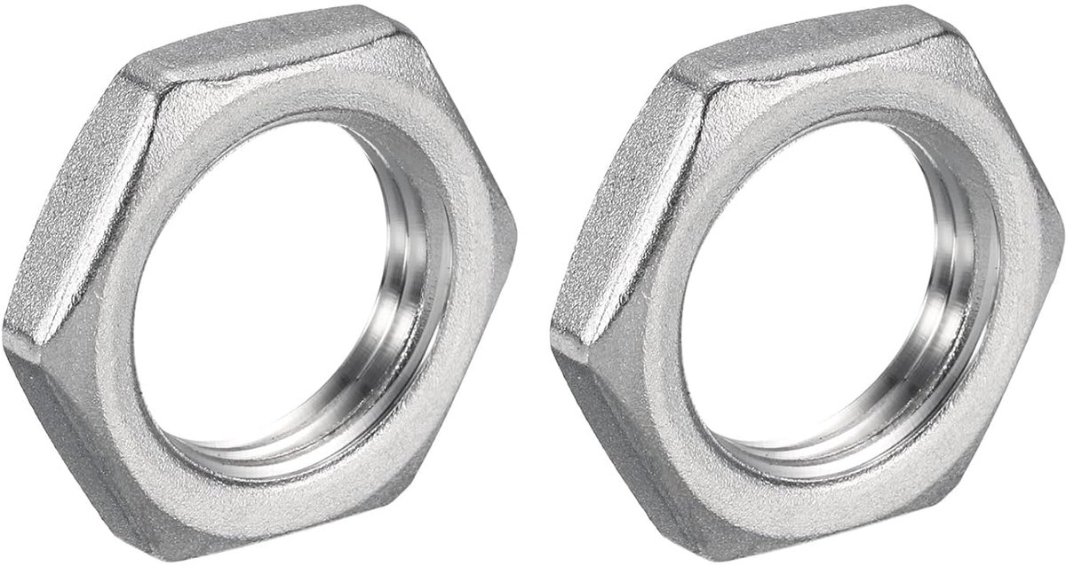 2 stuks buisschroefverbinding zeskant borgmoer 304 roestvrij staal zeskantmoer 1/2 inch binnendraad (DN15) voor vaste hydraulische waterbezem en ondervoertuig