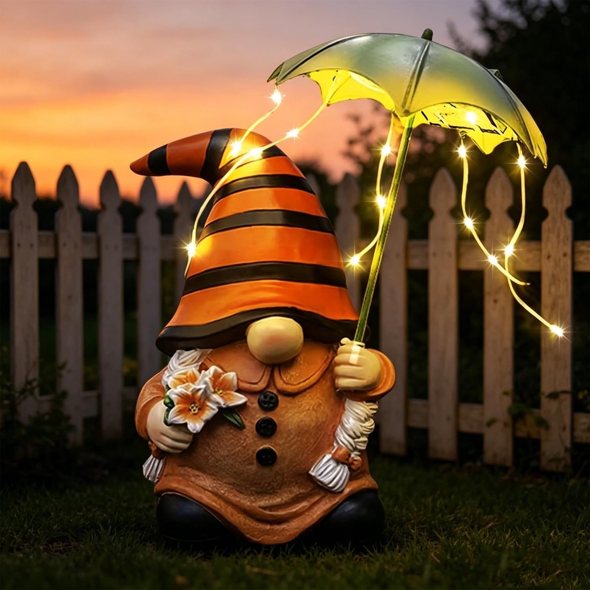 lichten kabouters outdoor tuin ornamenten - 25 cm grappige onbeschofte kabouters met licht LED waterdicht, fee tuin outdoor standbeelden decoraties, tuinkaabouter geschenken voor vrouwen/moeder