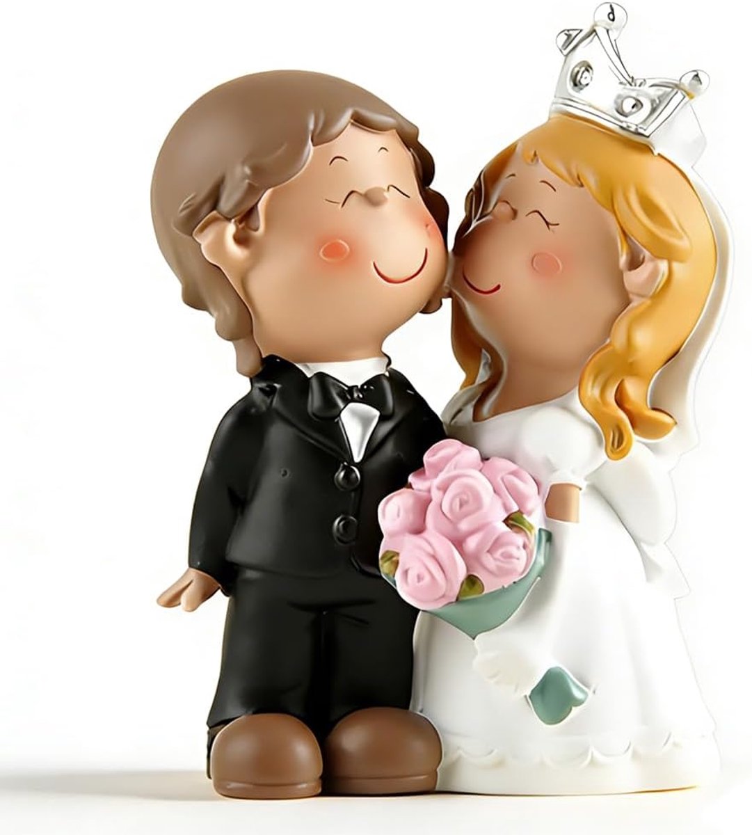 Bruid en bruidegom beeldjes bruidstaart topper JynxtoyZeal schattig hars paar beeldje bruidstaart decoratie net getrouwd viering feest desktop Valentijnsdag Home Decor auto ornamenten