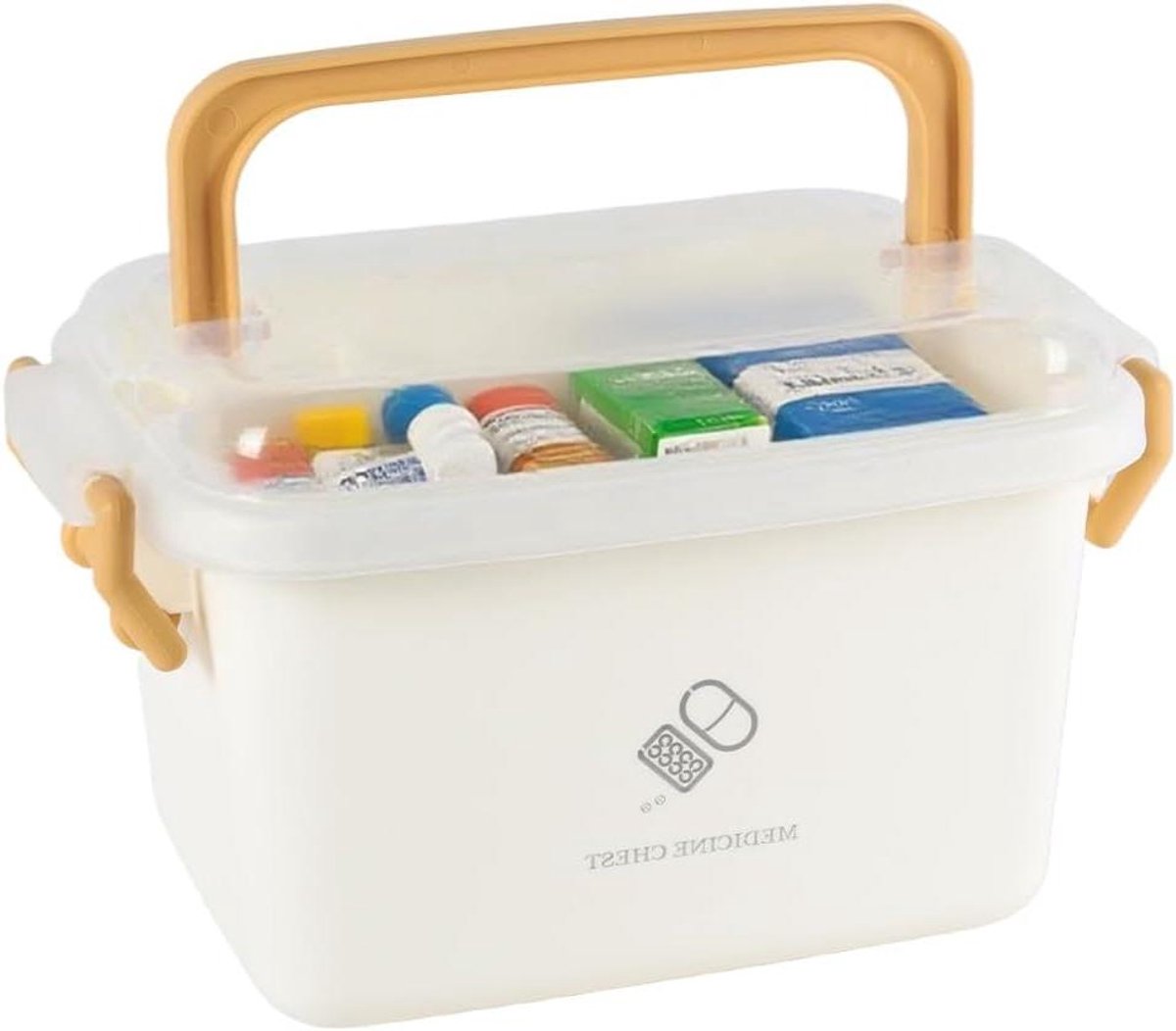 EHBO Opbergdoos met Inzetstuk voor Medicijnen en Pleisters, Stapelbare Huisapotheek Organizer